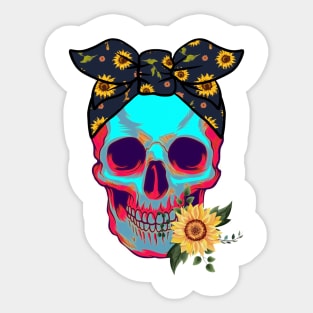 Skull sunflower Sticker